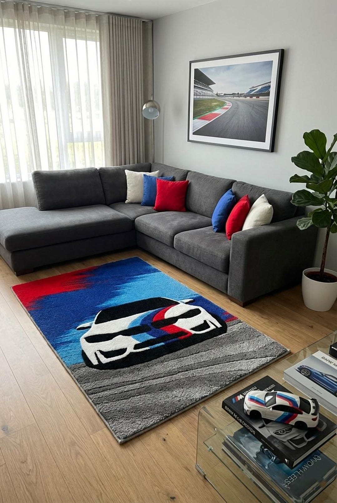Tufting Rug Bmw 8x10 BMW Inspired Hand Tufted Wool Rug, Sports Car Area Rug, Modern ...