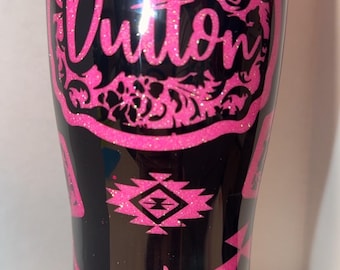 Custom Glitter Tumbler: Personalized Name, Western Peak A Boo Design