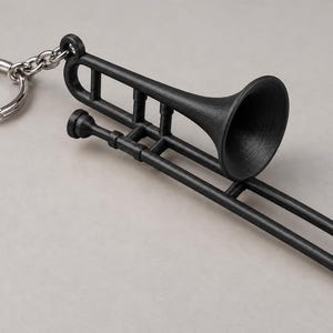 Posaunen-Schlüsselanhänger, 3D-gedruckte Mini-Posaune, Schlüsselanhänger mit Musikinstrument, Geschenk für Musiker, Geschenk für Musiklehrer, Taschenanhänger für Blechbläser