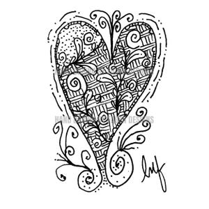 Hand Drawn Heart Zen Art SVG | Botanical Line Art, Meditative Floral (PDF Download) Doodle Art | Abstract Art | Zentangle Patterns