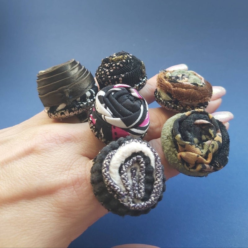 Fabric Flower Ring - Etsy