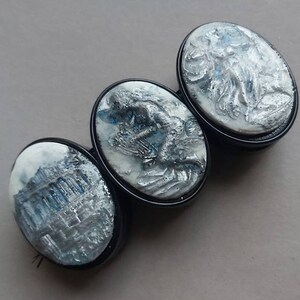 Ancient Greek Design Cameo Stretch Bracelet, Handmade Cameos, 30x40 mm, 6 cameos, Parthenon, Artemis, Lady with Harp, made in Greece