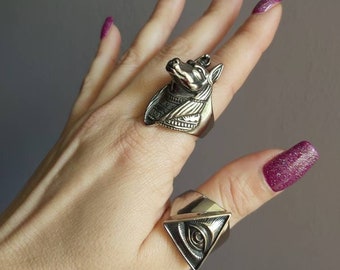 Egyptische God Anubis Ring Oog van Horus Unisex oudheid oude Egyptische mythologie kitsch Egyptische god, gemaakt in Griekenland
