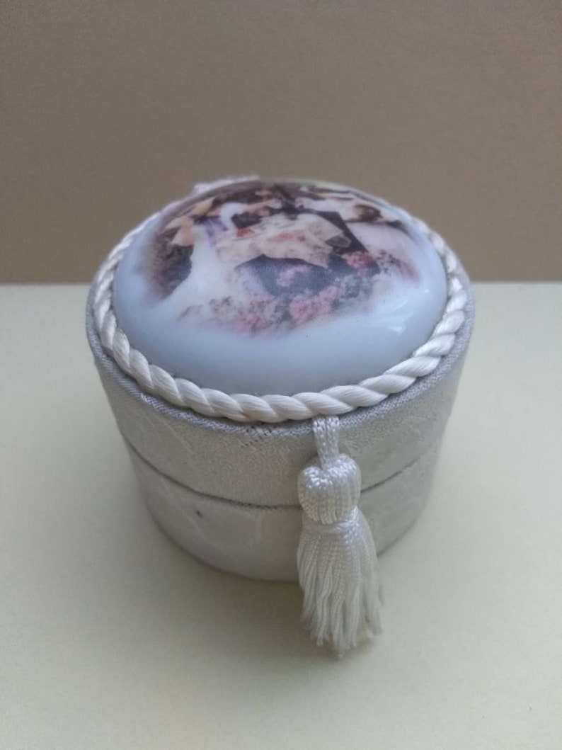 trinketbox original wedding band Greece made in Greece ring holder SALE Wedding Ring Box ring box enamel