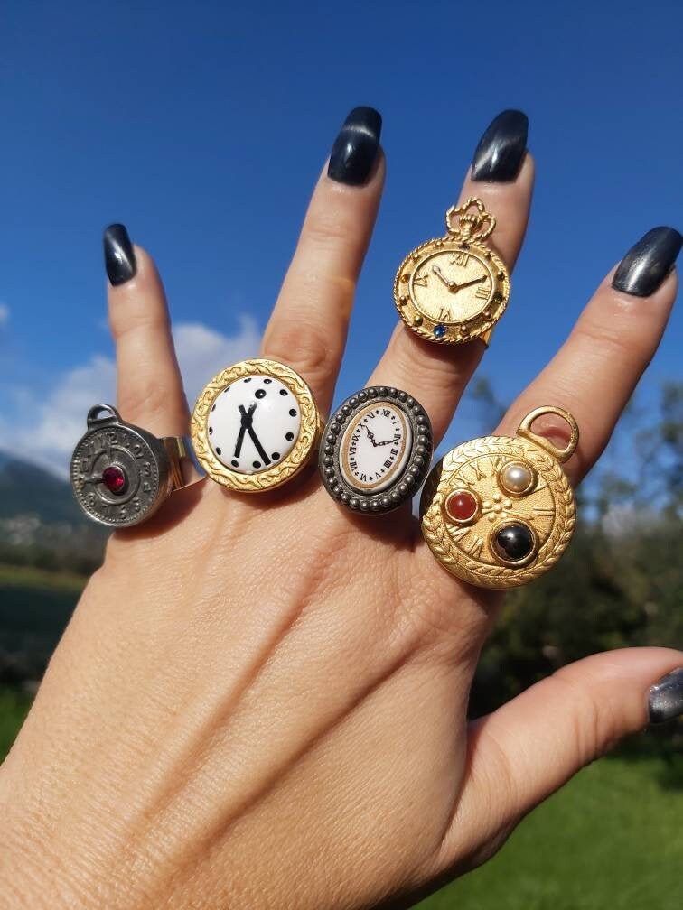 80's Watch Rings Disc Style Rings gold plated silver Etsy