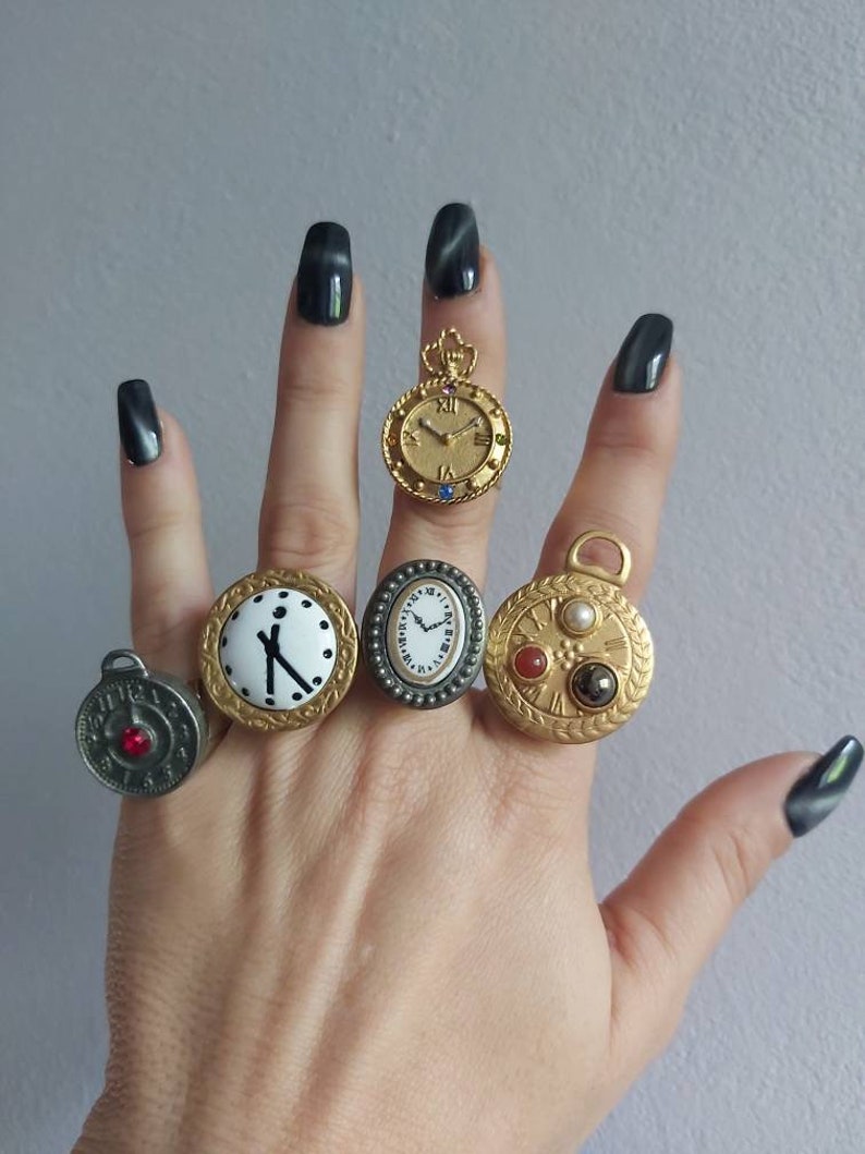 80's Watch Rings Disc Style Rings Gold Plated Silver Etsy