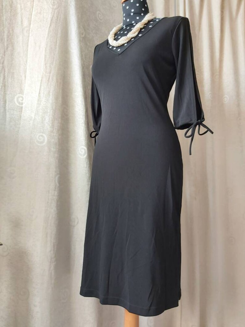 Greece slit sleeves Niche designer made in USA body conscious sexy The Little Black Dress Retro black dress