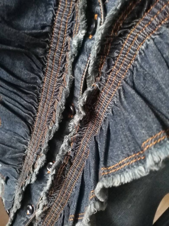 Gorgeous Moschino Jeans Denim Jacket, Ruffle Coll… - image 2
