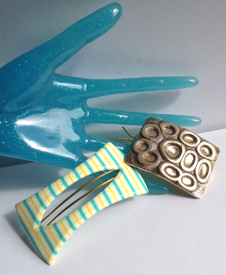 SALE Vintage Hair Barrettes Made in France set of 2 resin / Etsy