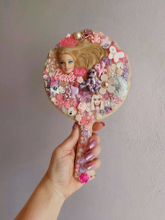Upcycled, Vintage, Celluloid, Hand Held Mirror, va