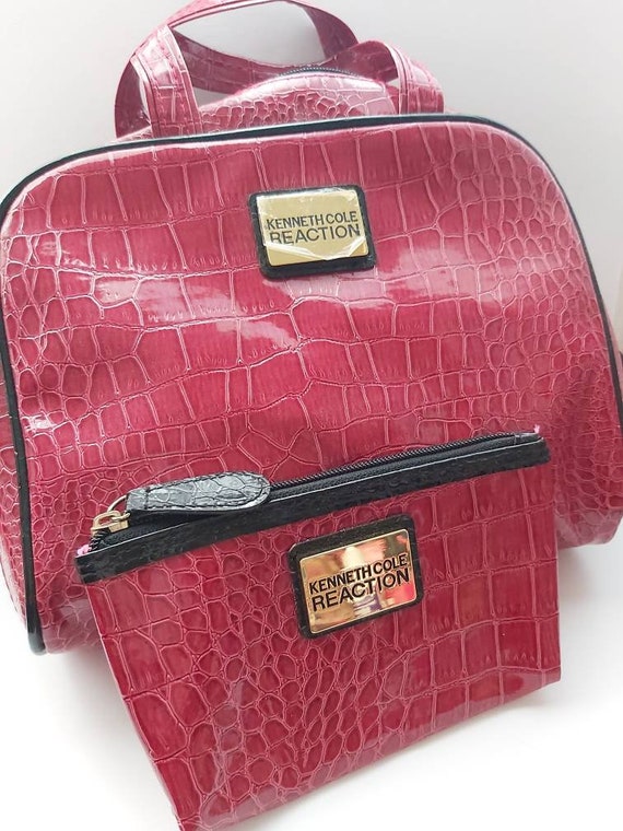 New Kenneth Cole Makeup Bag Matching Small Zipper Bag Clutch Coin Purse Red Faux Animal Print Original Makeup Accessory Greece Etsy