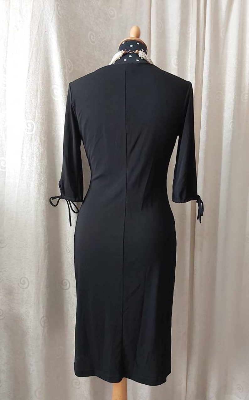 Greece slit sleeves Niche designer made in USA body conscious sexy The Little Black Dress Retro black dress