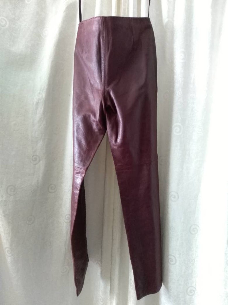 NWT Burgundy Leather Pants leather trousers fully lined | Etsy