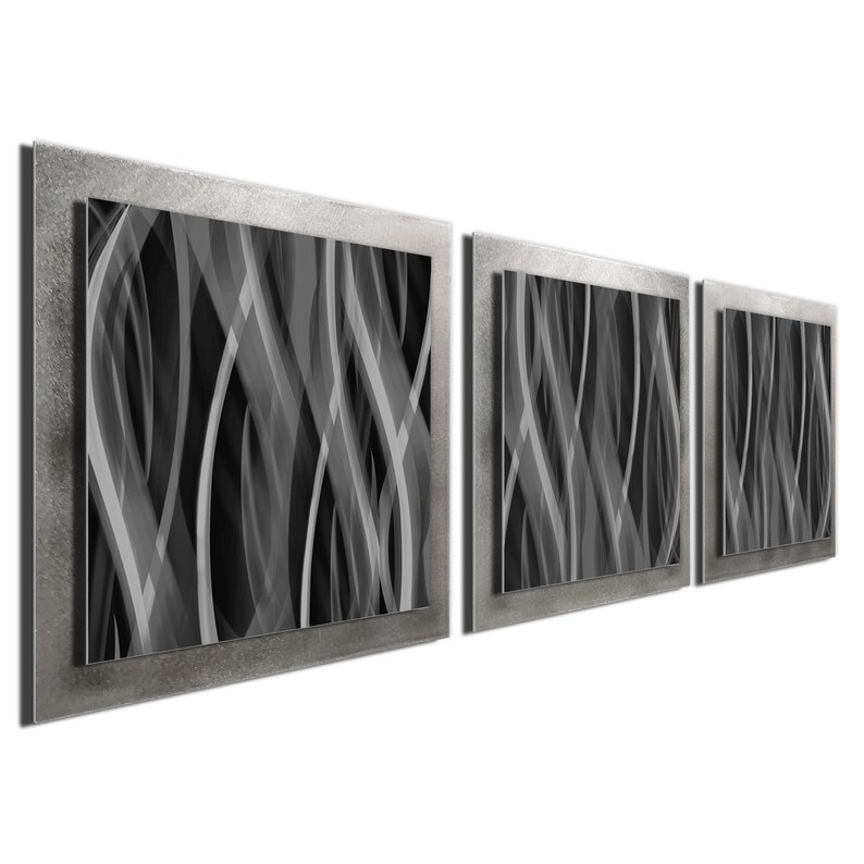 Grey Wall Art 'pewter Essence' 38x12 In. Pewter Etsy