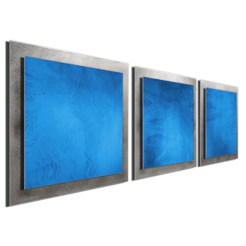 Minimalist Metal Wall Art 'blue Essence' 38x12 In. Etsy