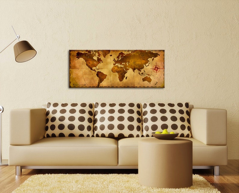 World Map Wall Art 'old World Map' Aged Antique Style Etsy