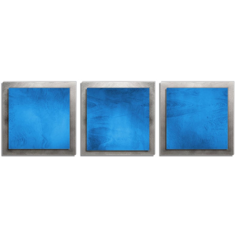 Minimalist Metal Wall Art 'blue Essence' 38x12 In. Etsy