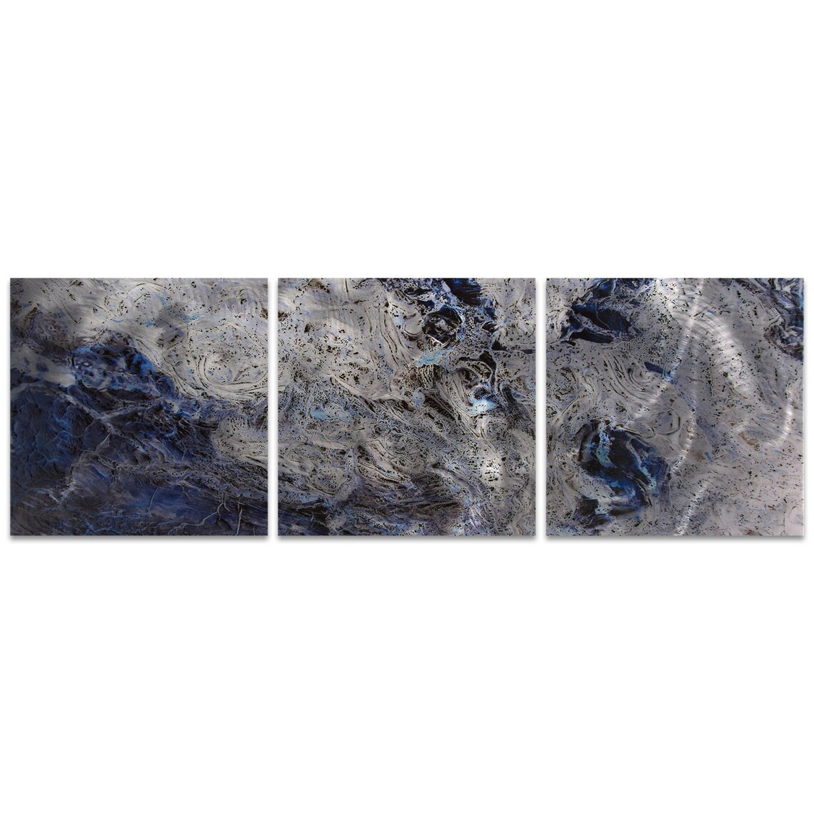 Blue Metal Art 'storm Blue Triptych' by Emley Etsy