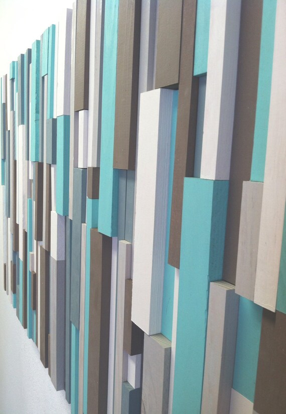 Modern Wood Art Cottage Chic Wood Strip Artwork 'Cooling Etsy