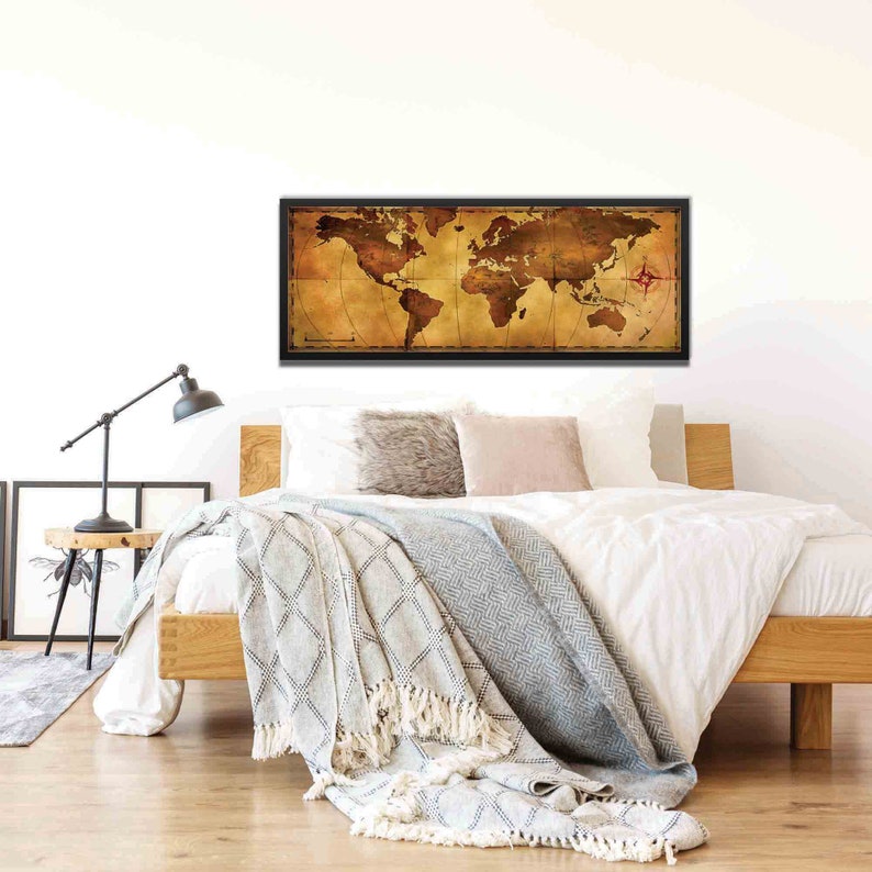 World Map Wall Art 'old World Map' Aged Antique Style Etsy