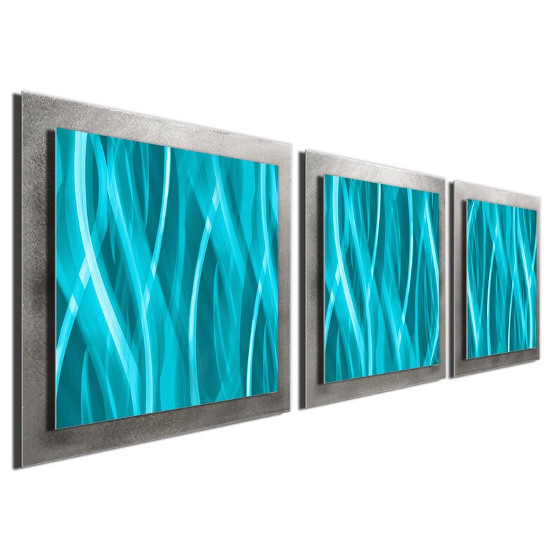 Colored Metal Wall Artwork 'turquoise Essence' 38x12 Etsy