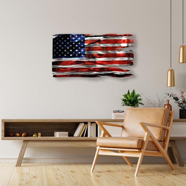 Large Metal American Flag Wall Art Etsy