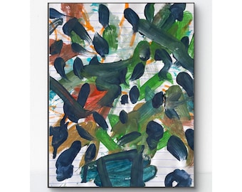 Omán. Pintura abstracta floral original. Arte moderno. 7,5 x 9,5 cm. Técnica mixta sobre papel.