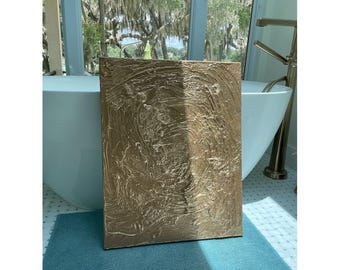 Fülle Original Gold Strukturierte Abstrakte Impasto Malerei Metallic Wandkunst