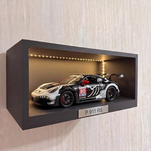 Porsche 911 GT3 RS 1/24 Scale LED Display Case | RGB Wall Mounted Diecast Display | Handmade Porsche Collector Gift