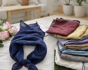Leinen Kopftuch, weiches gewaschenes Leinen Bandana, Retro Boho Stil