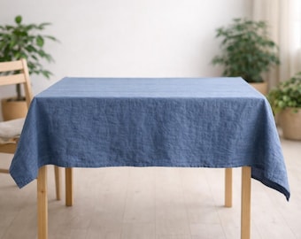 Nappe en lin, nappe de table en lin lavé pour salle à manger de style campagnard