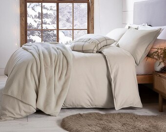 Housse de couette en coton et lin, lin lavé doux, linge de lit minimaliste
