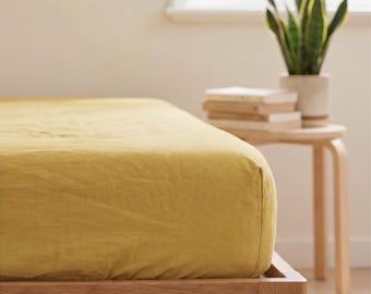 Drap-housse en lin, linge de lit en lin lavé doux, décoration de chambre minimaliste