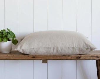 Taie d'oreiller en lin, housse d'oreiller unie, linge de lit à fermeture portefeuille