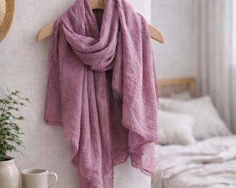 Weicher Leinenschal, leichte Boho Leinen Wrap, Cottagecore Mode