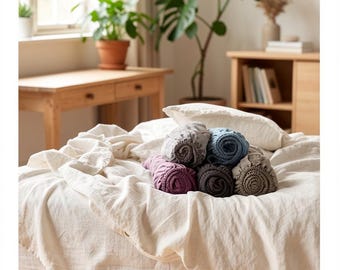 Ensemble de draps en lin, literie scandinave en lin lavé