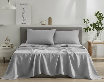 Parure de lit en lin, literie scandinave lavée douce