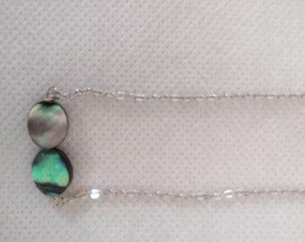 Prachtige abalone ketting aan een sterling zilveren ketting