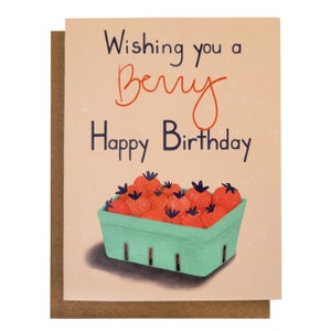 Berry alles Gute zum Geburtstag Grußkarte - süße und pusny Erdbeerkarte