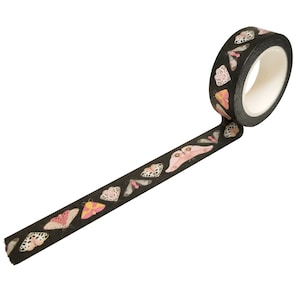Cinta washi de polilla rosa sobre verde oscuro, 10 metros, cinta para manualidades con mariposas, coral y verde