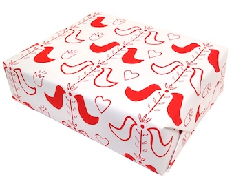 Modern Folk Bird Gift Wrapping Paper - Holiday and Valentine Gift Wrap