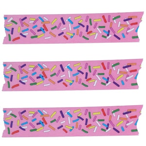 SPRINKLE Washi Tape 15mm x 10m, beve original design, Pink Frosting and Multicolor Sprinkles, Jimmies image 2