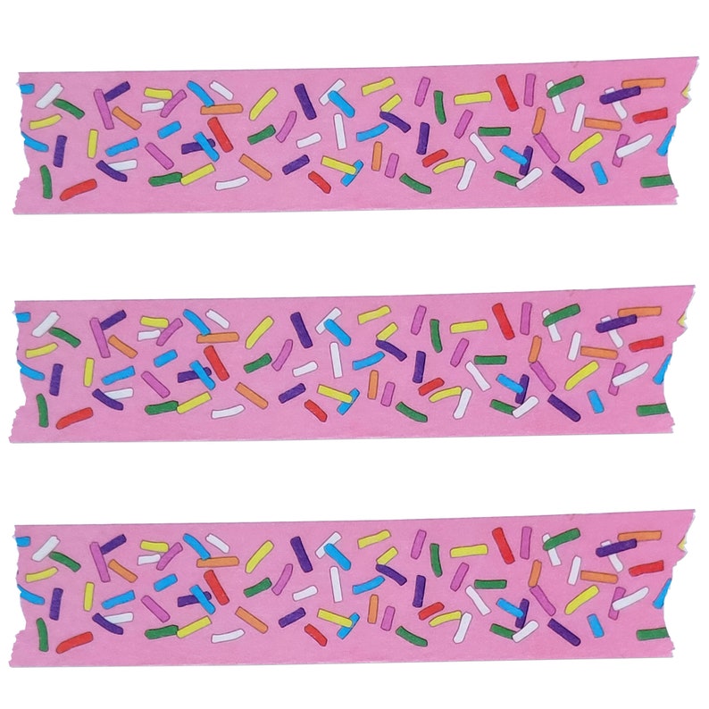SPRINKLE Washi Tape 15mm x 10m, beve original design, Pink Frosting and Multicolor Sprinkles, Jimmies image 2