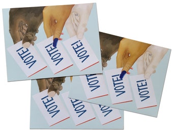 100 PC Vote Postcard Set, Get Out The Vote Postcards, GOTV Activism, 2024 Election, Diverse Hands at the Ballot