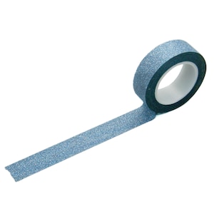 Glitter Tape in Light Blue, 15mm x 10 METERS, Blue Metallic Washi Tape