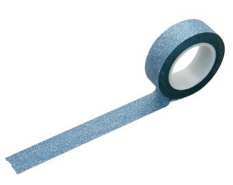 Glitter Tape in Light Blue, 15mm x 10 METERS, Blue Metallic Washi Tape