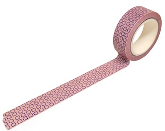 Bold Blue Grid on Pink Washi Tape, 10m, Retro, Perfect for Crafting, Journaling & Scrapbooking