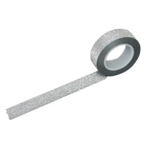 Fita Glitter em Prata Washi Tape, 15 mm x 10 METROS