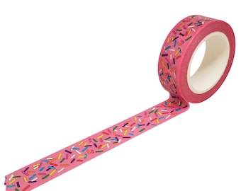 SPRINKLE Washi Tape - 15mm x 10m, beve original design, Pink Frosting and Multicolor Sprinkles, Jimmies
