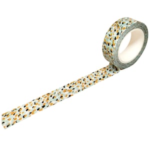 Aqua Blue, Green and Yellow Confetti Dot Washi Tape, 15mm x 10m, Polka Dot Craft Tape